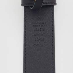 Gucci Black Leather GG Marmont Buckle Belt 70CM