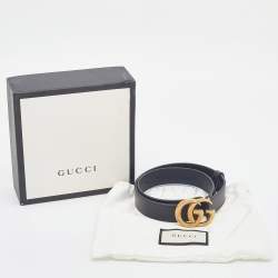 Gucci Black Leather GG Marmont Buckle Belt 70CM