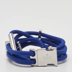 Pre Owned Gucci Electric Blue Nylon Rope Belt 90 CM