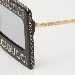 Gucci Black Crystal Mask Rectangular Sunglasses