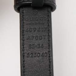 مملوكة مسبقًا Gucci Black Leather GG Marmont Buckle Slim Belt 85CM