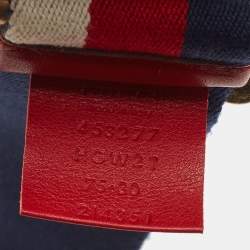 Gucci Tri Color Fabric Web Queen Margaret Bee Buckle Waist Belt 75CM