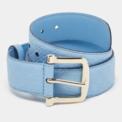 Gucci Blue Guccissima Leather Buckle Belt 85CM