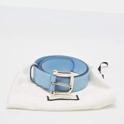 Gucci Blue Guccissima Leather Buckle Belt 85CM