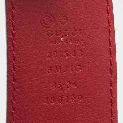 Pre Owned Gucci Red Microguccissima Leather Buckle Belt 85CM