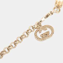 Gucci Necklace GP x rhinestone x Faux Pearl Gold
