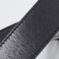 Pre Owned Gucci Black Leather Horsebit Metal Waist Belt 75CM