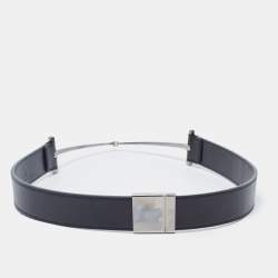 Pre Owned Gucci Black Leather Horsebit Metal Waist Belt 75CM