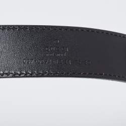 Pre Owned Gucci Black Leather Horsebit Metal Waist Belt 75CM