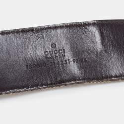 Gucci Beige/Brown GG Canvas and Leather Buckle Belt 90CM