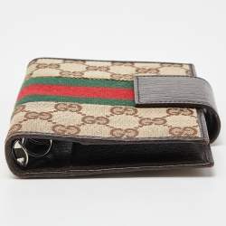 Gucci Beige/Brown GG Canvas and Leather Small Web Ring Agenda Cover