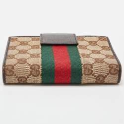 Gucci Beige/Brown GG Canvas and Leather Small Web Ring Agenda Cover