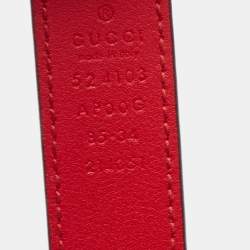 Gucci Red Leather Torchon Double G Buckle Belt 85CM