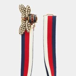 Gucci Multicolor Web Canvas Queen Margaret Bee Belt 90CM