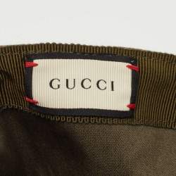 Pre Owned Gucci Green Floral Embroidered & Jacquard Baseball Cap L