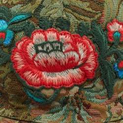 Pre Owned Gucci Green Floral Embroidered & Jacquard Baseball Cap L
