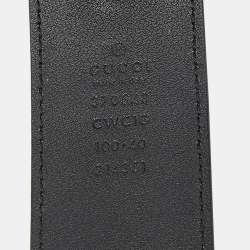Gucci Black Guccissima Leather Interlocking GG Buckle Belt 100CM