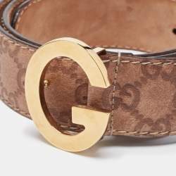 Pre Owned Gucci Brown Guccissima Leather G Buckle Belt 90CM