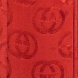 Gucci Red GG Pattern Silk Fringed Stole