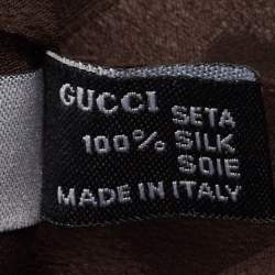 Gucci Brown GG Pattern Silk Fringed Stole