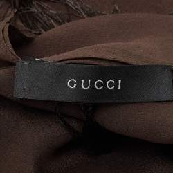 Gucci Brown GG Pattern Silk Fringed Stole