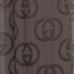 Gucci Brown GG Pattern Silk Fringed Stole