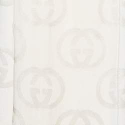 Gucci Ivory GG Pattern Silk Fringed Stole