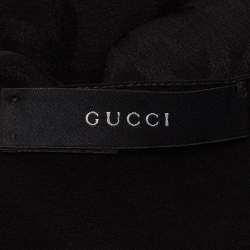 Gucci Black GG Pattern Silk Fringed Stole 