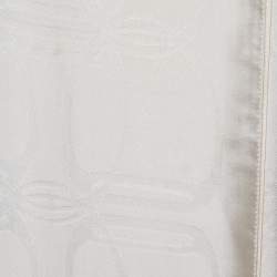 Pre Owned Gucci Ivory Patterned Silk Fringed Stole