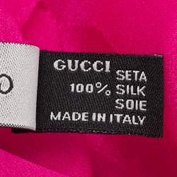 Gucci Fuchsia Pink GG Pattern Silk Fringed Stole 