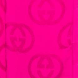 Gucci Fuchsia Pink GG Pattern Silk Fringed Stole 