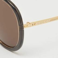 Gucci Black/Gold GG094S Acetate and Metal Oversize Sunglasses