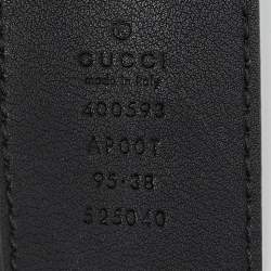 Gucci Black Leather GG Marmont Buckle Belt 95CM