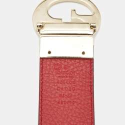 Gucci Black/Red Leather Interlocking G Round Reversible Belt 85CM