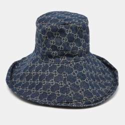 Gucci Navy Blue Monogram Denim Wide Brim Bucket Hat M