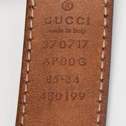 Gucci Black Leather Interlocking G Slim Buckle Belt 85CM