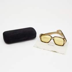 Pre Owned Gucci Yellow Tortoise GG0318S Square Sunglasses