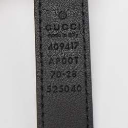 Gucci Black Leather GG Marmont Slim Buckle Belt 70CM