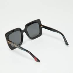 Pre Owned Gucci Black Glitter Stripes/ Grey GG0328S Oversized Square Sunglasses