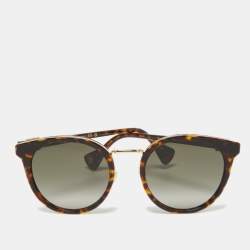 Pre Owned Gucci Brown Havana/Brown GG1181SK Round Sunglasses