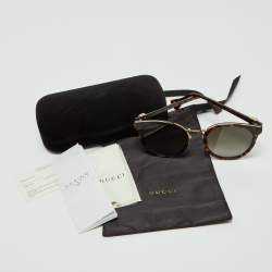 Pre Owned Gucci Brown Havana/Brown GG1181SK Round Sunglasses