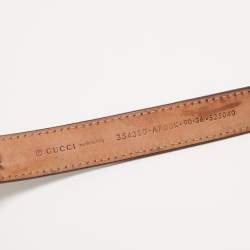 مملوكة مسبقًا Gucci Black Leather Interlocking G Crystals Slim Belt 90CM