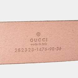 Gucci Pink Leather Studded Interlocking G Buckle Belt 90CM