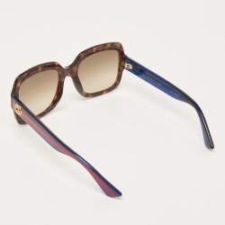 Pre Owned Gucci Brown Tortoise Gradient GG 0036S Square Sunglasses
