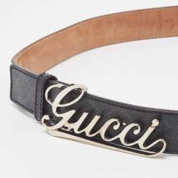 Gucci Black GG Supreme Canvas and Leather Logo Belt 95CM