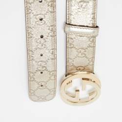 Pre Owned Gucci Gold Guccissima Leather Interlocking G Belt 90CM