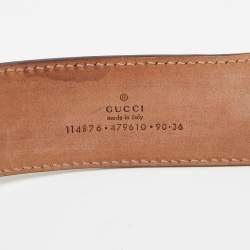 Pre Owned Gucci Gold Guccissima Leather Interlocking G Belt 90CM