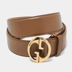 Gucci Brown Leather 1973 Logo Belt 95CM