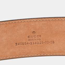 Pre Owned Gucci Brown Leather Interlocking G Buckle Belt 90CM