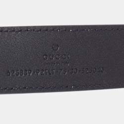 Gucci Black/Beige Canvas Coated and Leather GG Marmont Belt 75CM